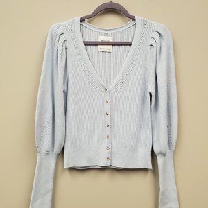 Abercrombie & Fitch Blue Button- Down Cardigan Cropped - Size S